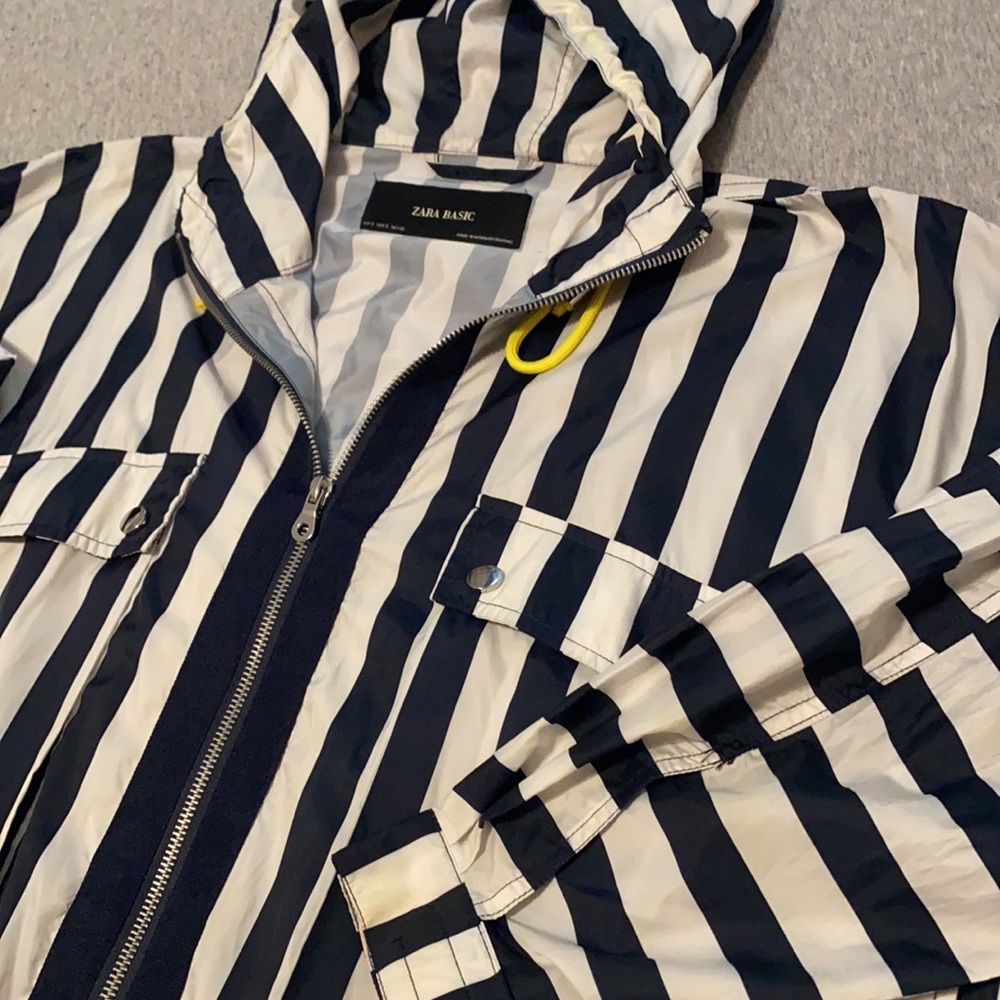Zara Striped Jacket w/ Neon Drawstrings - Picture 6 of 7